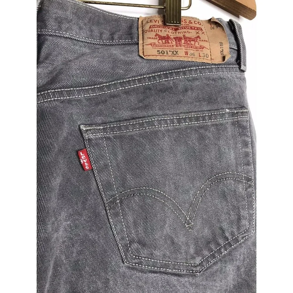 Levi's 501xx Jeans 36x30 Men's Button Fly Gray Jeans